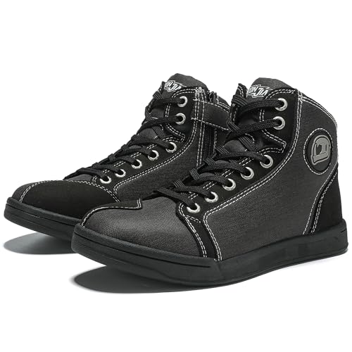 IRON JIA'S Motorradschuhe Herren Motorradstiefel Herren Motorrad, rutschfeste, atmungsaktive Street-Casual-Biker-Boots mit seitlichen Reißverschlüssen, Knöchelstütze und Schaltkissen