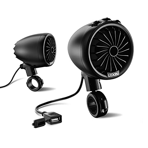 LEXIN Q3 Motorrad Lautsprecher mit FM Radio, Audio System mit LED Blinker, Bluetooth Lautsprecher für Motorrad, Motorrad Lautsprechersystem geeignet für 7/8" bis zu 1-1/4" Lenker