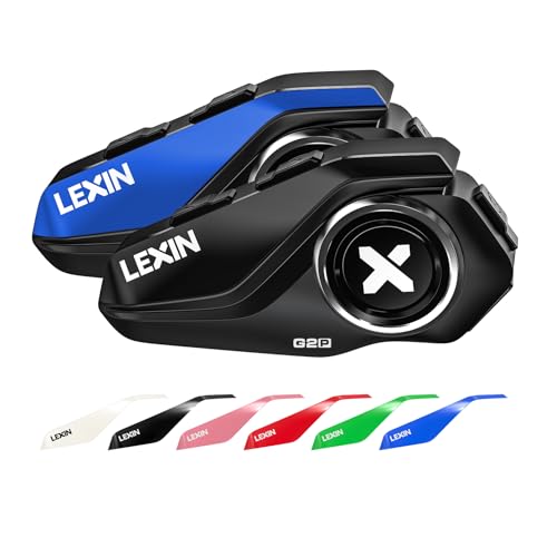 LEXIN G2 2X Motorrad Bluetooth Headset, Helm Kommunikationssystem für 2 bis zu 6 Personen in Reichweite von 1000m, Wasserdicht Freisprecheinrichtung mit FM Radio