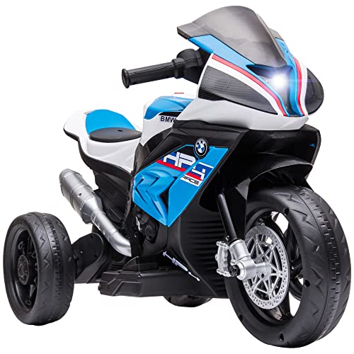 HOMCOM Kinder Elektro-Motorrad Kindermotorrad 6V Elektrofahrzeug Elektro-Dreirad Kinderfahrzeug mit 3 Musikmodi 2,5km/h Elektromotorrad für Kinder ab 18 Monaten PP Metall Blau 82,5 x 42 x 54 cm