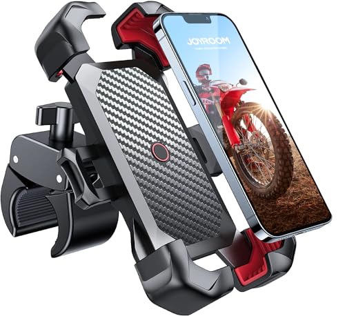 JOYROOM 2024 Handyhalterung Fahrrad, [1s Auto-Sperre][100mph Militär Anti-Shake] Handyhalterung Motorrad, [5s Install] Universal Lenker Holder für iPhone 15 Samsung S24, Alle 4,7‘’-7" Smartphone