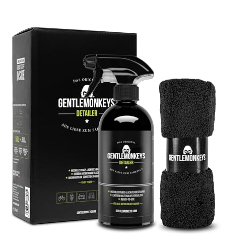 GENTLEMONKEYS Detailer Auto (500ml) inkl. Mikrofasertuch • Lackversiegelung, Motorrad & Fahrrad • Profi-Sprühversiegelung für Glanz & Schutz • Detailing Lackschutz • Für alle Lacke geeignet