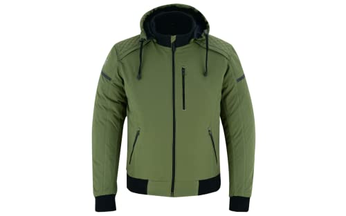 BLACKWILD Motorradjacke Herren | City Street CE-zertifiziert Protektorenjacke | Leicht und Atmungsaktiv Motorradjacke Herren mit Abnehmbarer Kapuze Grün XL