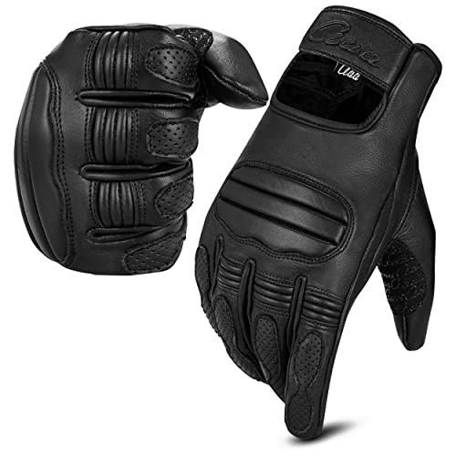 aaasportx Motorrad Handschuhe Herr Leder mit Touchscreen Funktion(Größe XL) - Protektoren Motorradhandschuhe Herren & Damen - Wasserresistente Motorcycle Gloves mit rutschfesten Pads