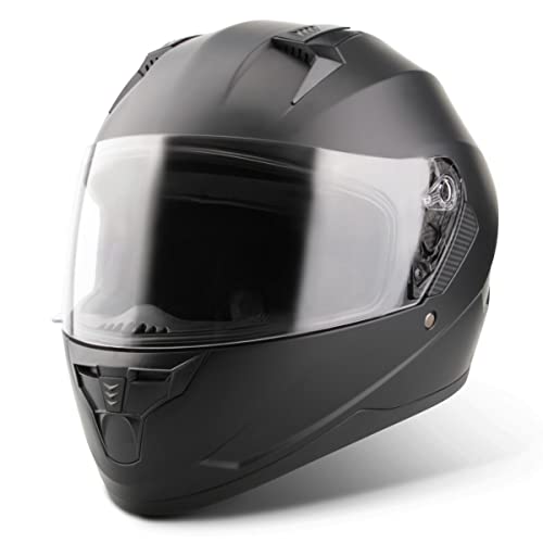 VINZ Vigo Integralhelm | Motorrad Helm Vollvisierhelm Mopedhelm ECE 22.06 | Motorradhelm Full-Face Helme | für Damen & Herren | In Gr. XS-XXL - Matt Schwarz