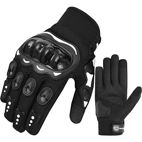 WESTWOOD FOX Motorradhandschuhe Herren Damen, Vollfinger Touchscreen Motorradhandschuhe für BMX MX ATV MTB Reiten, Jagen, Klettern und Outdoor-Sportarten (Schwarz, M)