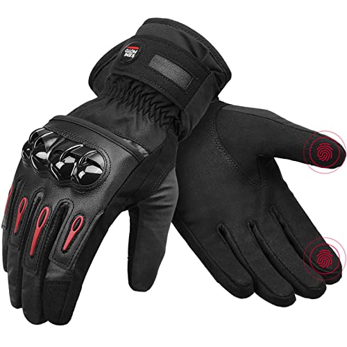 KEMIMOTO Winter Motorradhandschuhe - Winddichte Motorrad Handschuhe mit Touchscreen-Funktion, Warme Winterhandschuhe für Herren Damen-Ideal für Motorradfahrren Skifahrren Radfahren Camping usw