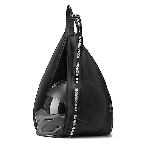 ROCKBROS Helmtasche Motorrad Helmbeutel 6-7L Helmsack Tasche mit 63-105cm Einstellbarer Schultergurt Reflektor Tragbarer Rucksack für Motorradhelm Fahrradhelm Basketball