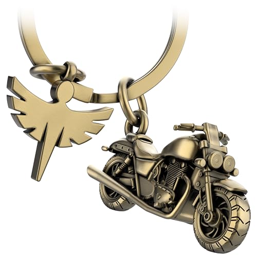 FABACH Motorrad Schlüsselanhänger mit Schutzengel - Geschenk Engel Schlüsselanhänger für Motorradfahrer - Geschenke Motorrad Schlüsselanhänger Glücksbringer Fahr vorsichtig