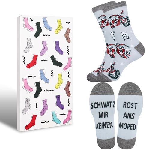 Jeasona Motorrad Socken Anti-Rutsch 43-46 Motorrad Geschenke für Manner Lustig Motorrad Zubehör Geschenk Motorrad Zubehör Herren Motorrad Zubehör Lustig Vatertag Geschenke für Opa Papa zum Geburtstag