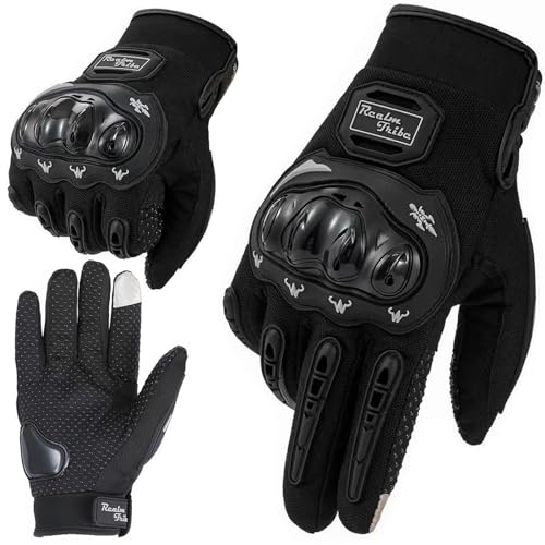 DOEOMK Motorradhandschuhe Herren, Moped Handschuhe Touchscreen Motorradhandschuhe mit Knöchelschutz für Motorradrennen Motorcross Mountainbike Wandern und andere Outdoor Sportarten und Aktivitäten (L)