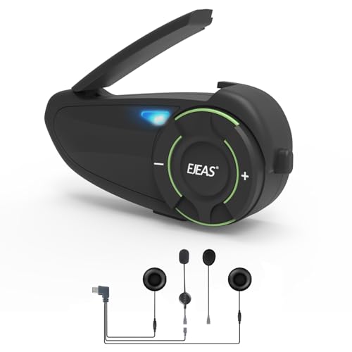 EJEAS Q8 Mesh 3.0 Gruppen Intercom Kommunikations System, Motorradhelm Bluetooth 5.1 Headset mit CVC Rauschunterdrückung und Musik Sharing für 6 Motorradfahrer (1 Packung)