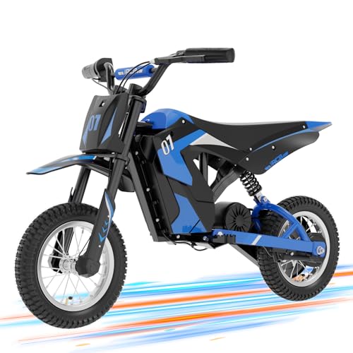 RCB Elektro Motorrad Kinder, 12 Zoll Luftreifen, Elektromotorrad mit Leistungsstarker Motor, 3 Geschwindigkeitsmodus 8/12/25KMH, Reichweite 15KM, Moto Crossbike Kinder ab 3-12Jahren