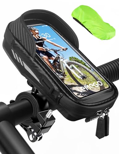 LEMEGO Fahrrad Handyhalterung Wasserdicht Motorrad Handy Halterung 360°Drehbarem Handyhalter für 4.7-7 Zoll Smartphone mit Regenhaube Lenkertasche Fahrradtasche Fahrradhalterung Lenker Tasche