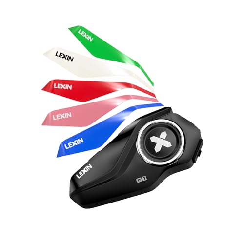 LEXIN G1 Motorrad Bluetooth 5.0 Headset, Helm Headset für Musik und Navi-Ansage Hören, Freihändiger Anruf, Sprachbefehl-Assistenten, HD Lautsprecher, DSP und CVC Geräuschunterdrückung, Einzelpack