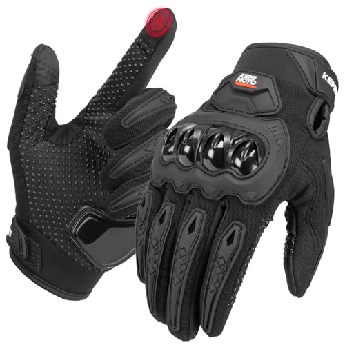 KEMIMOTO Motorrad Handschuhe Herr, Motorradhandschuhe mit Touchscreen, Knöchelprotektor, Sommer Handschuhe für Motorrad, Mountainbike, Motorcross, Fahrrad, Roller Schwarz M