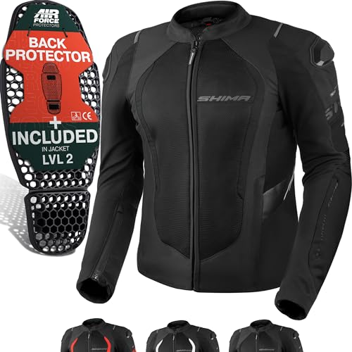 SHIMA MESH PRO Motorrad Jacke Herren mit Protektoren AIRFORCE Rückenprotektor Motorradjacke Sommer Schulter Protektor Ellbogen Textiljacke Schutzjacken Protektorenjacke Stadt (Männer, Schwarz, L)