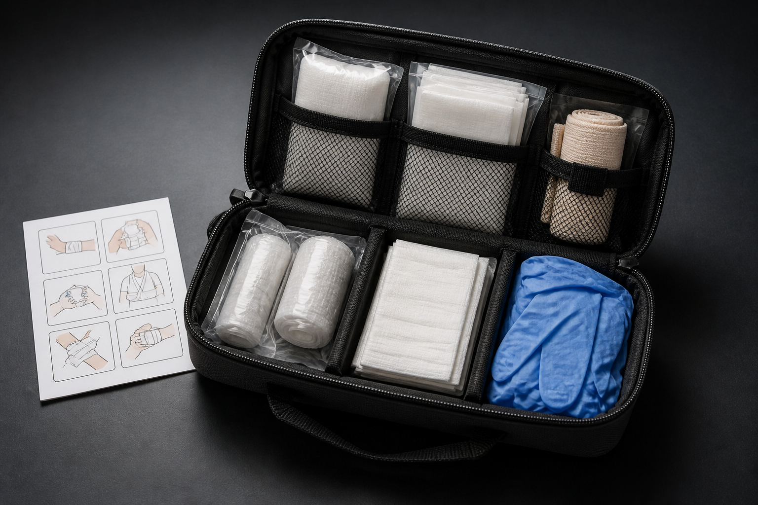 Verbandtasche Auto mit sortierten Erste Hilfe Materialien