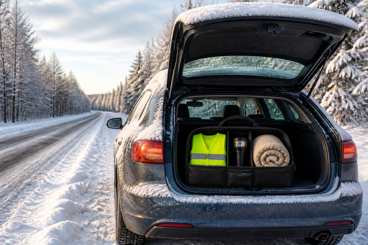 Auto-Notfallausrüstung für Winter und lange Fahrten