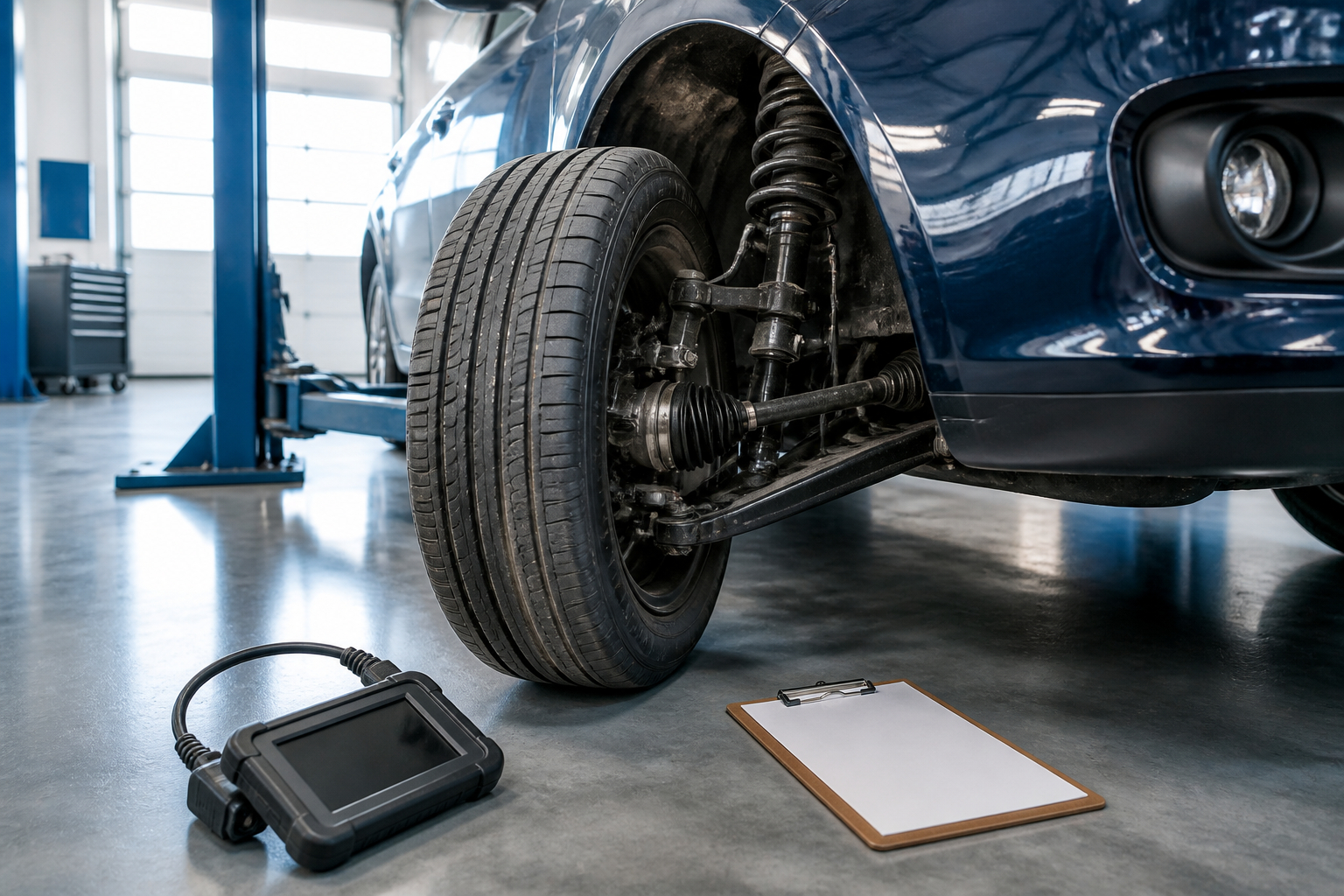 Werkstattdiagnose bei Knacken an der Lenkung eines Autos
