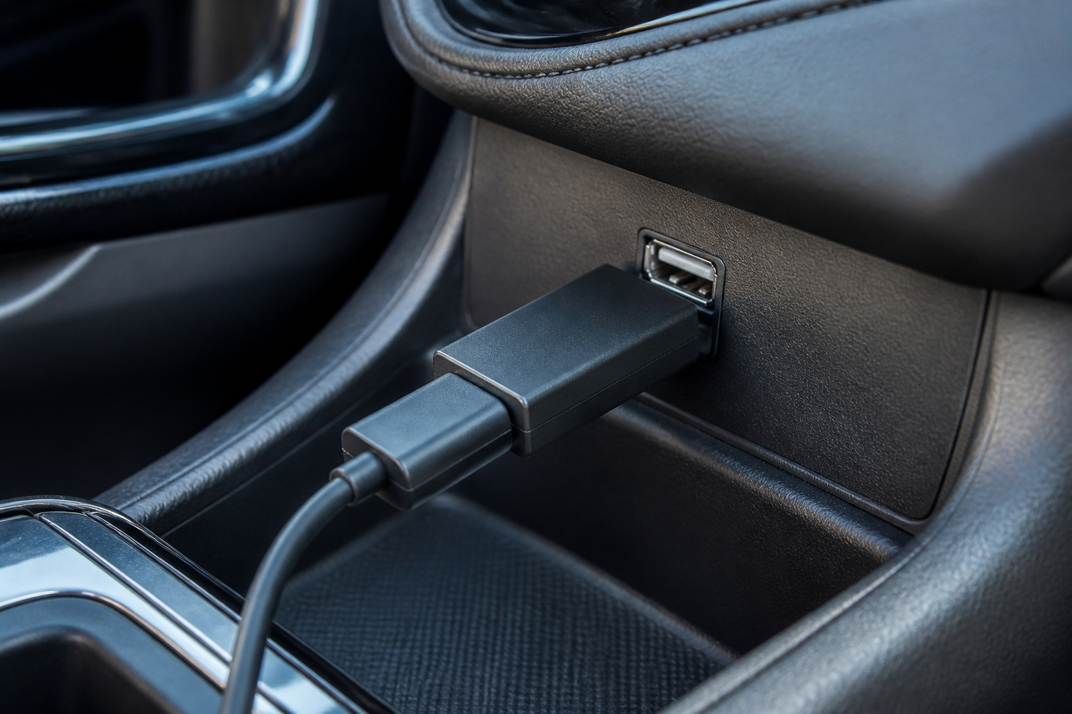 USB Datenblocker im Auto beim sicheren Laden