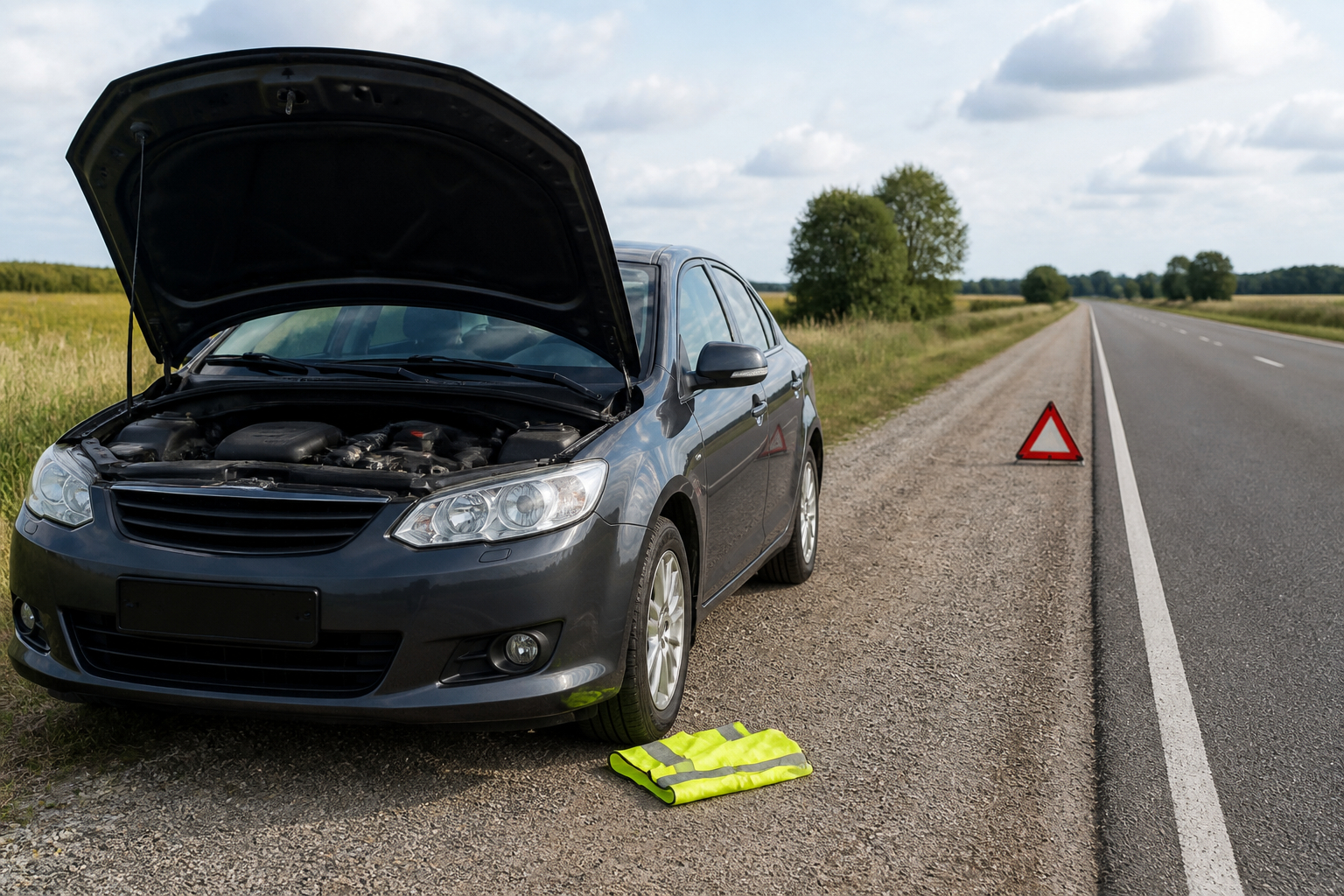 Sicherer Pannenstopp bei leuchtender Öldruck-Warnleuchte am Auto