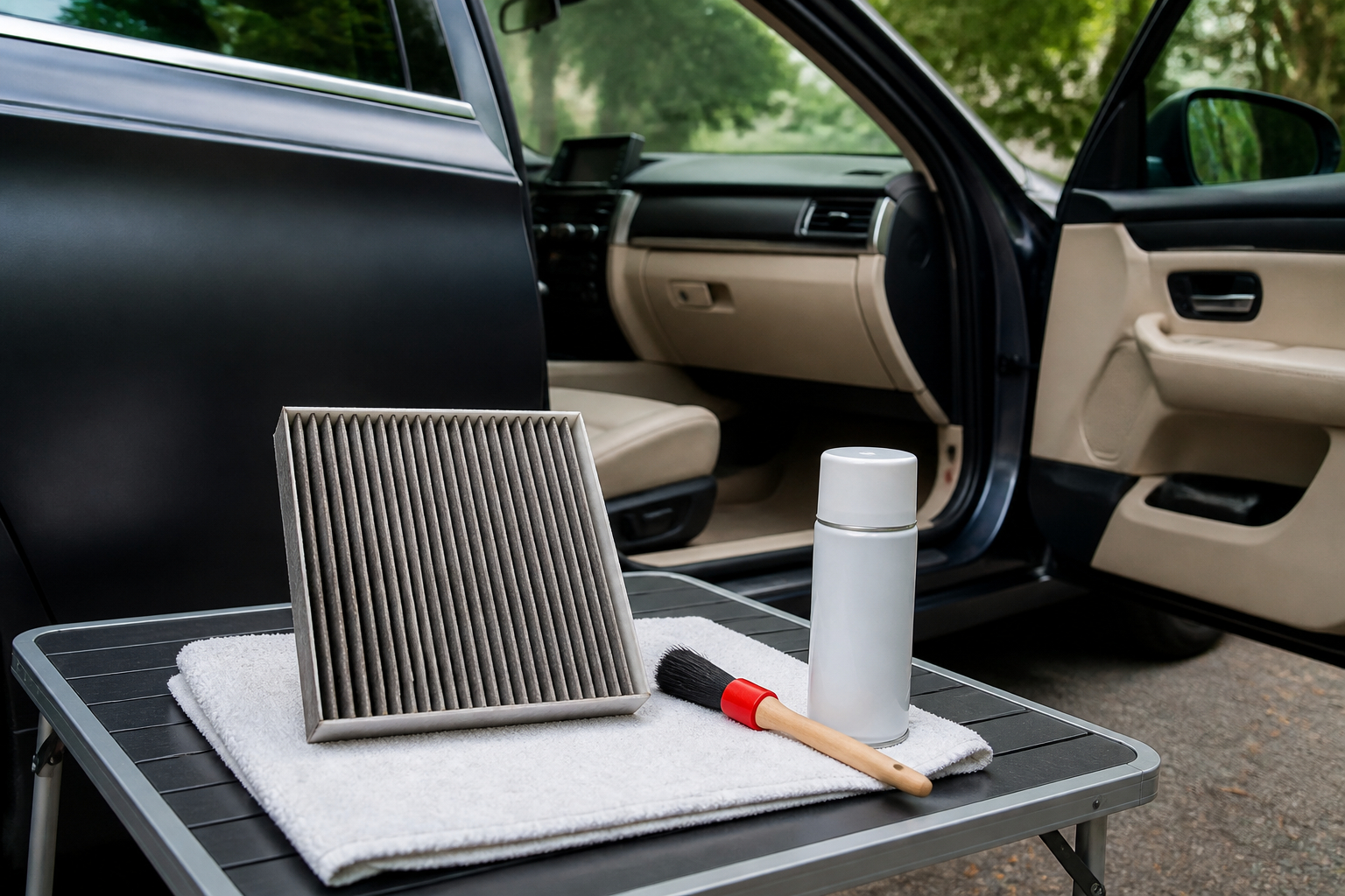Vorbereitung für die sichere Reinigung der Auto-Klimaanlage