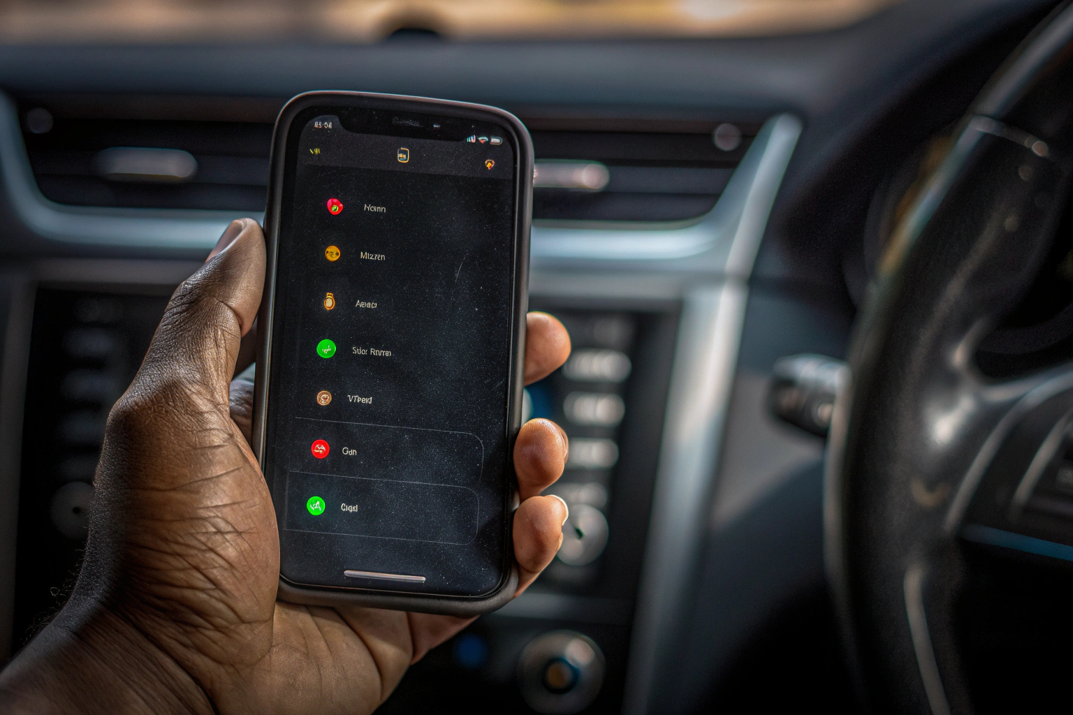 Detailaufnahme der Alarmfunktionen eines GPS-Trackers auf einem Smartphone. Alarmfunktionen eines GPS-Trackers
