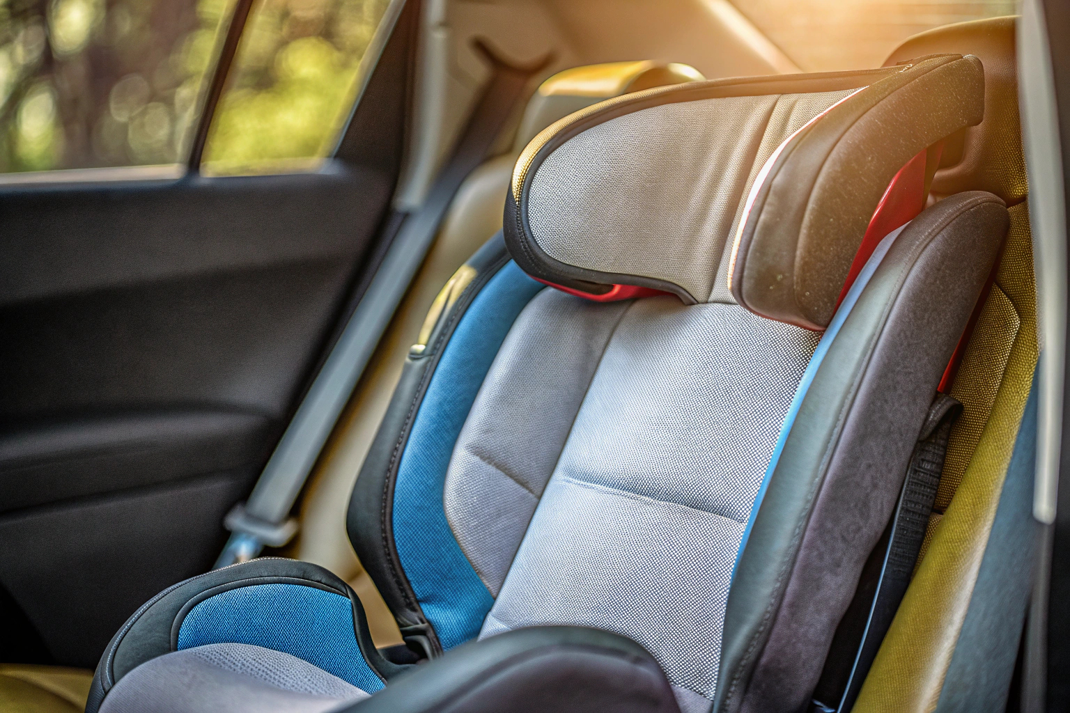 Detailaufnahme des CYBEX Gold Kindersitz Solution S2 i-Fix mit einem Kind, das bequem darin sitzt. CYBEX Gold Kindersitz Solution S2 i-Fix