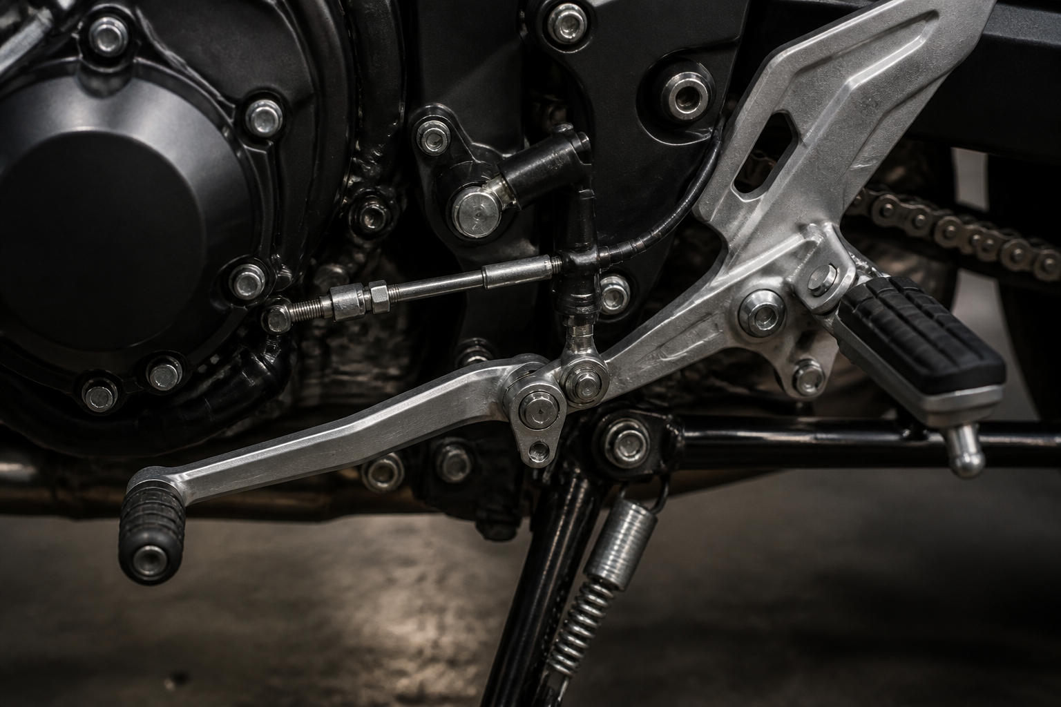 Quickshifter Sensor an der Schaltstange eines Motorrads