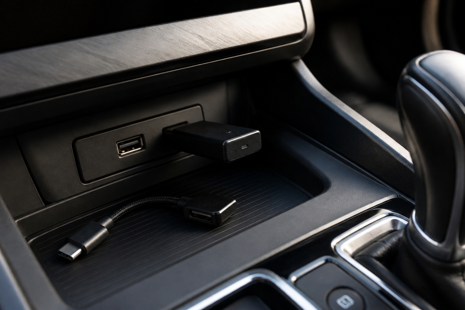 Wireless-Android-Auto-Adapter in USB-Anschluss einstecken