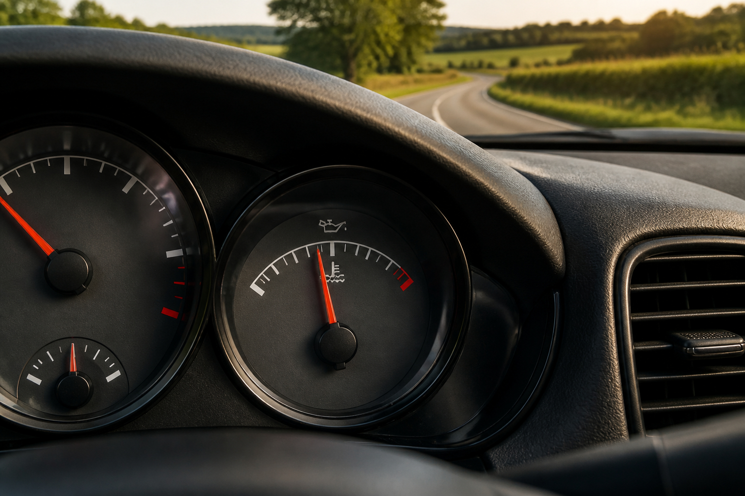 Öltemperaturanzeige im Auto beim Warmfahren