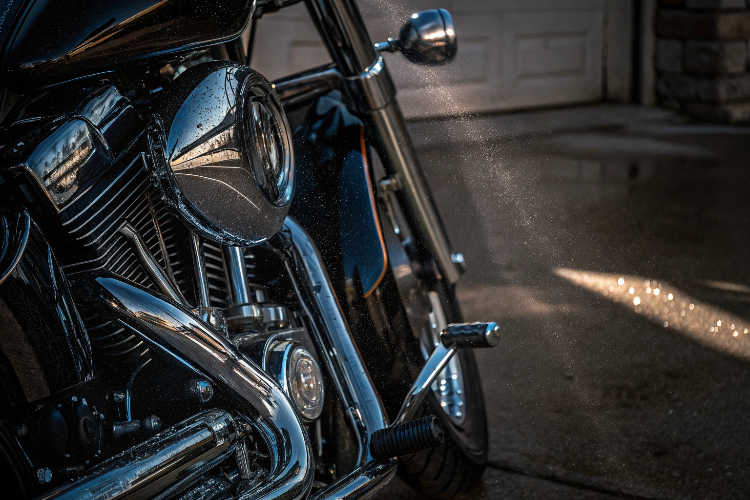 Glänzend sauberes Motorrad