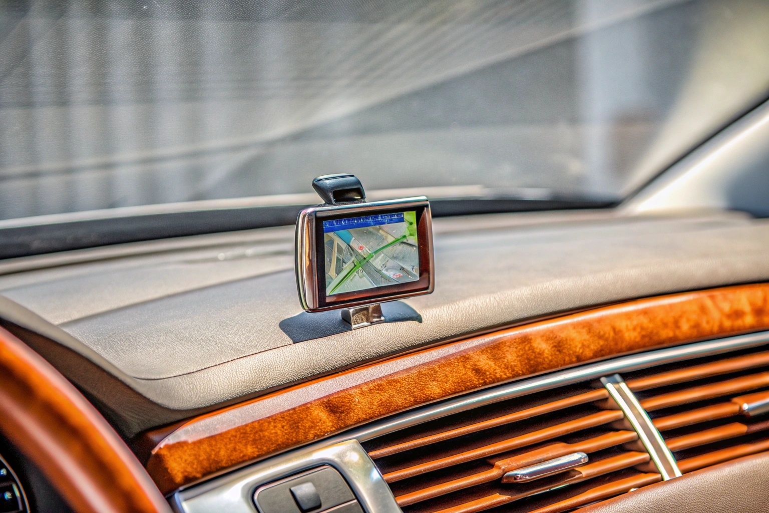 Detailaufnahme eines GPS-Trackers, der an einem Fahrzeug befestigt ist. GPS-Tracker an einem Fahrzeug