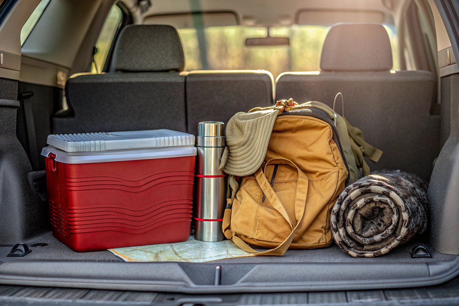 Gepackter Kofferraum für Roadtrip