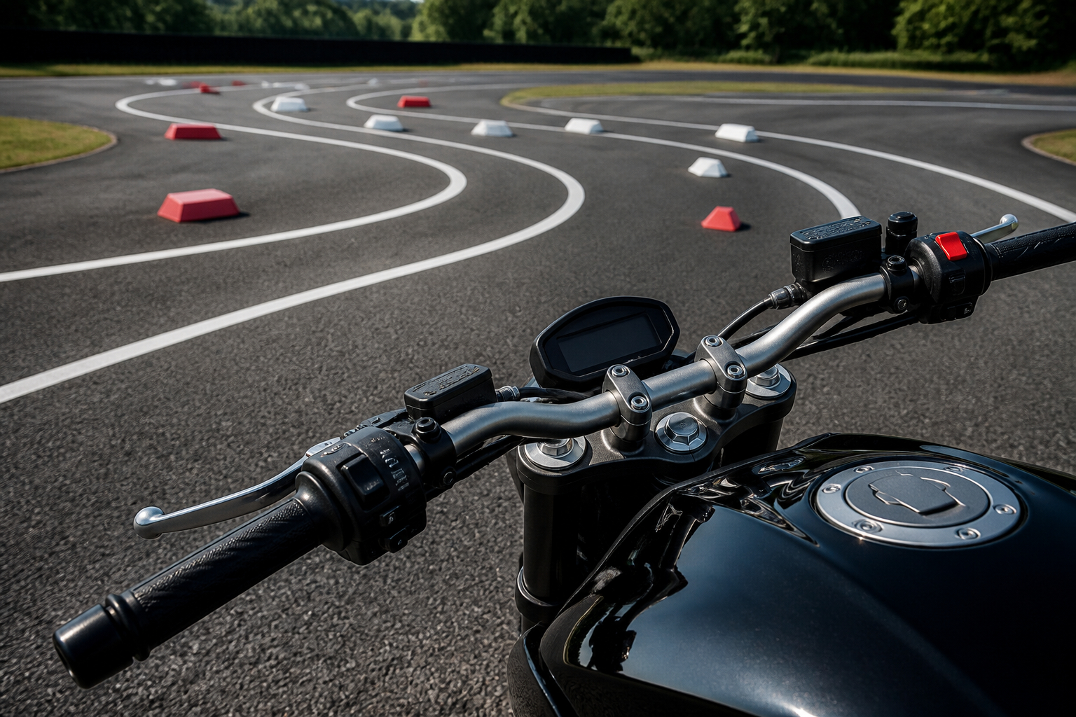 Entspannte Hände am Motorradlenker beim Kurventraining