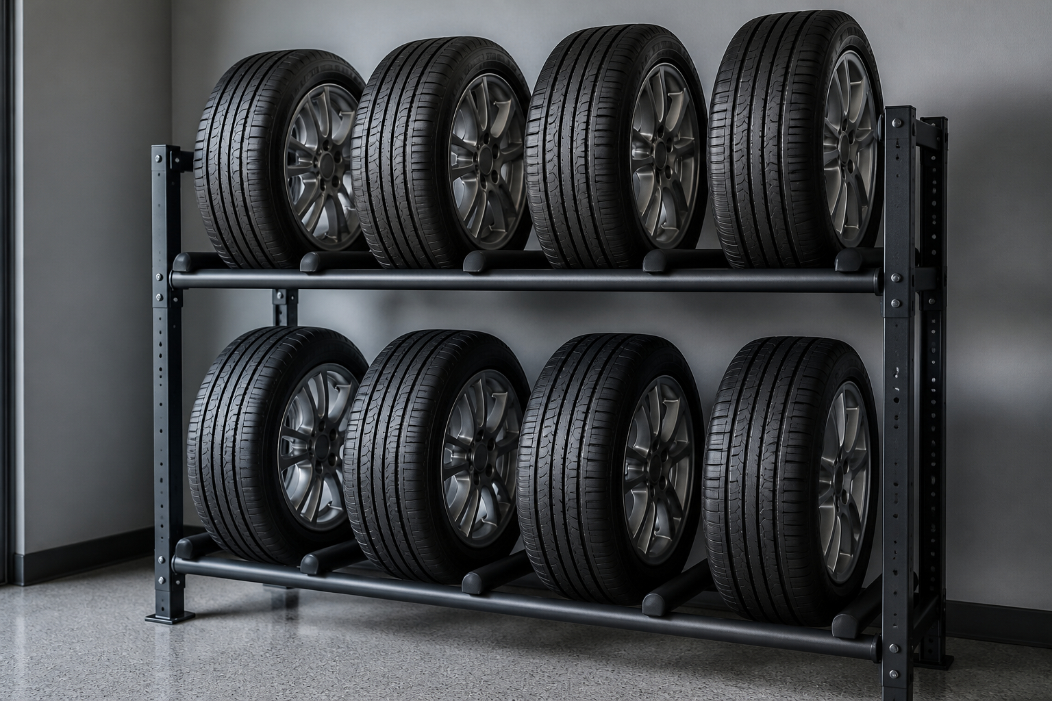 Reifenregal für Garage mit zwei Ebenen und sicherer Reifenlagerung