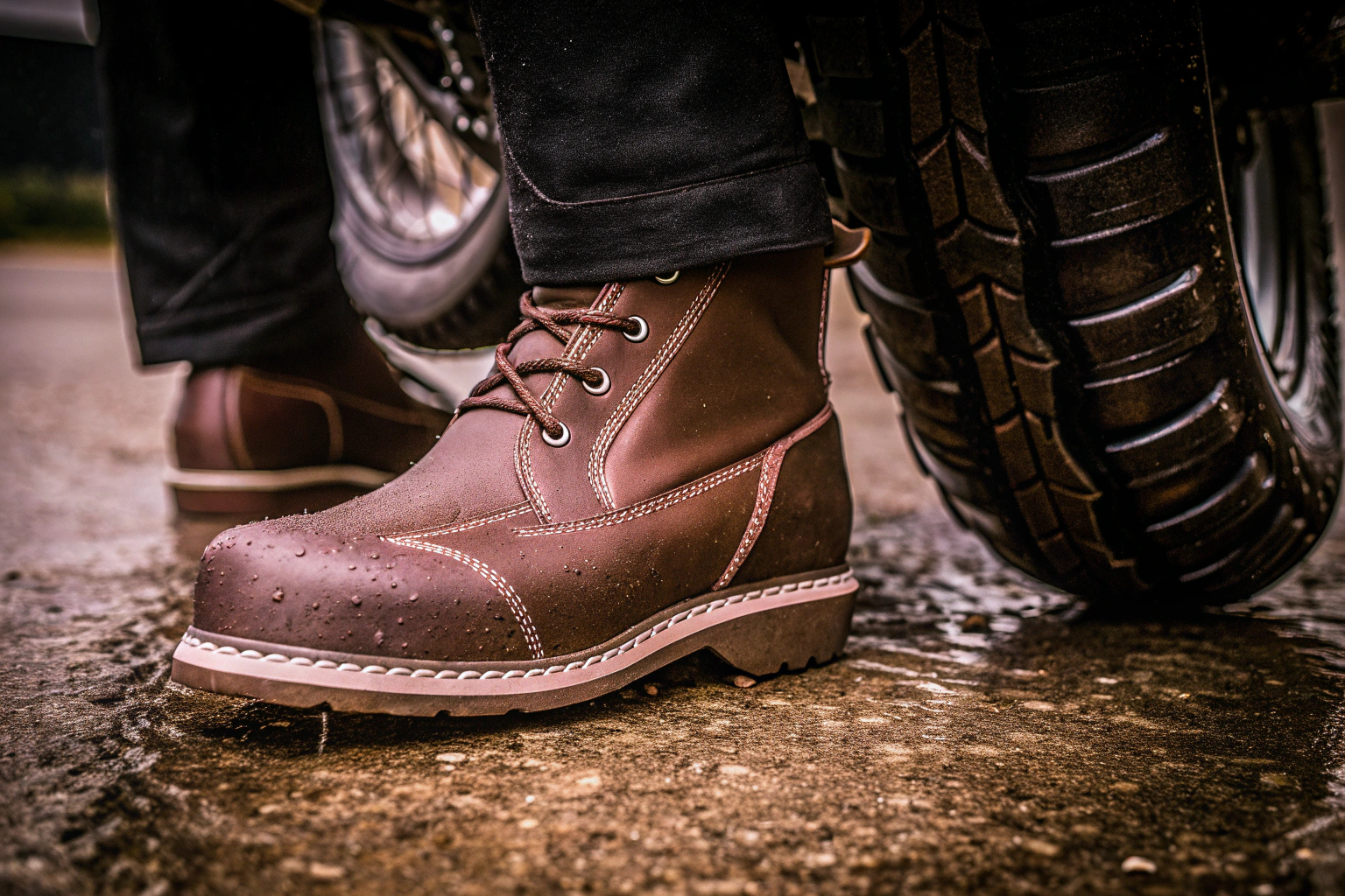 Motorradschuhe mit rutschfesten Sohlen