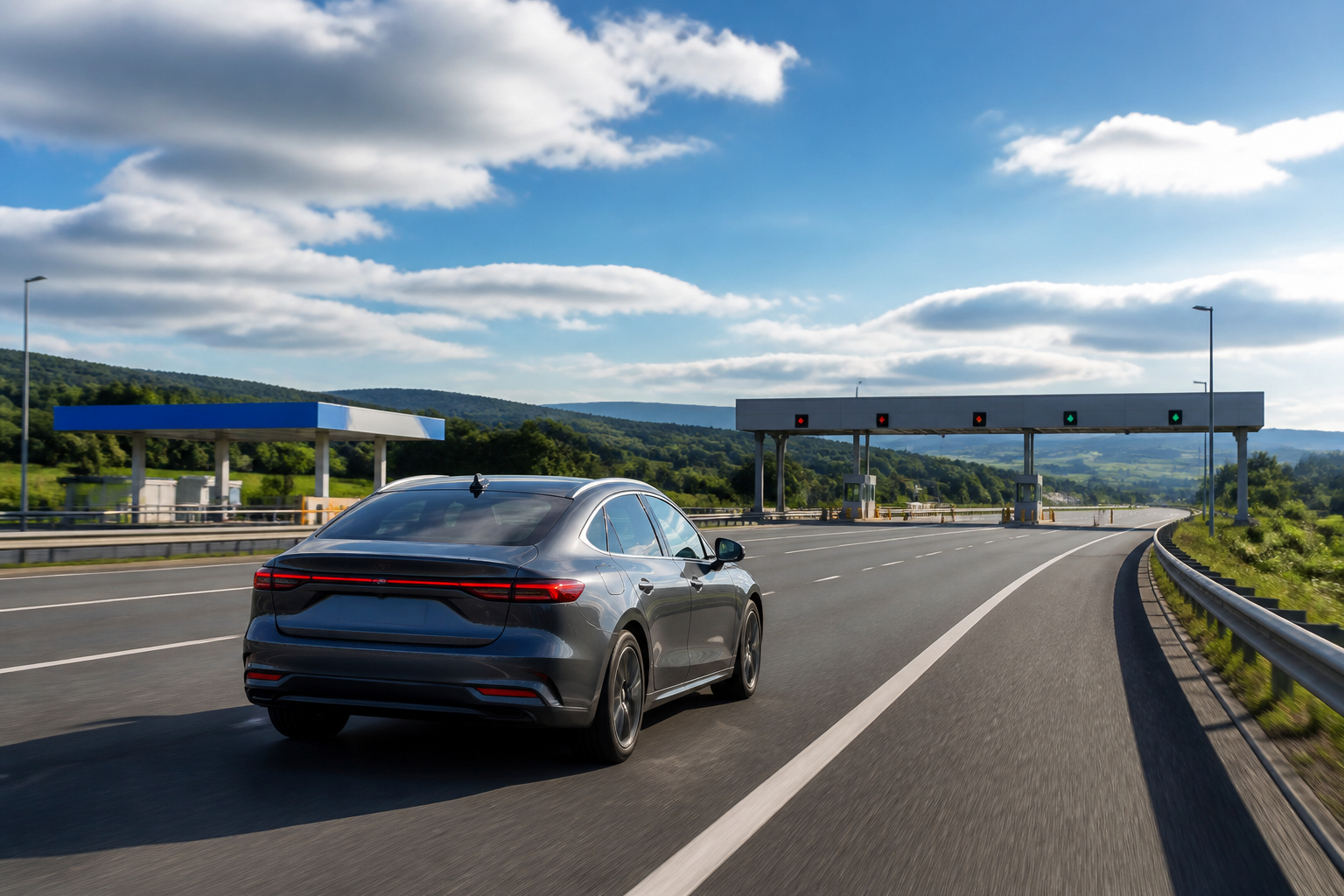 Überführung eines importierten Autos auf der europäischen Autobahn