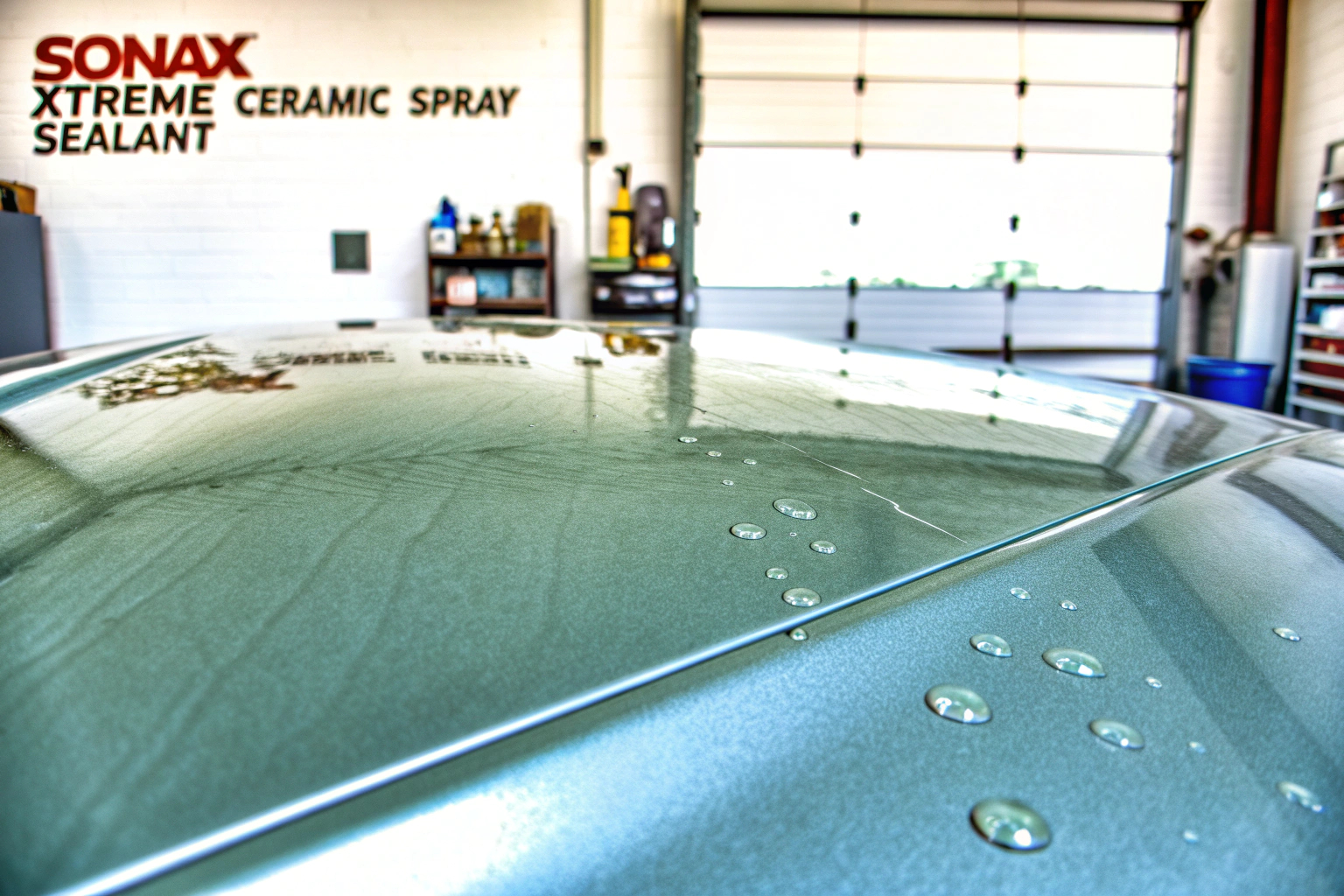 Ein Auto, das mit der SONAX XTREME Ceramic SprayVersiegelung behandelt wurde. Behandeltes Auto mit SONAX Ceramic SprayVersiegelung