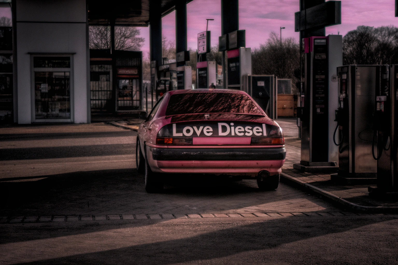 Auto mit Love Diesel Aufkleber