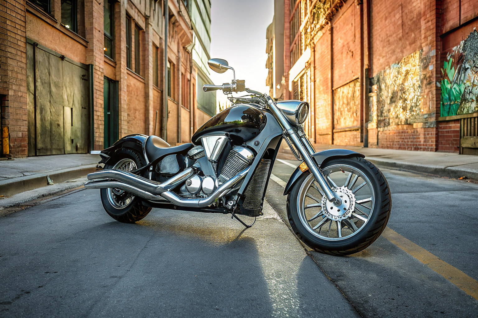 Cruiser-Motorrad in der Stadt
