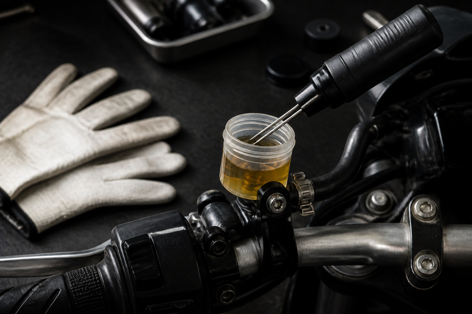 Bremsflüssigkeit am Motorrad mit Tester messen