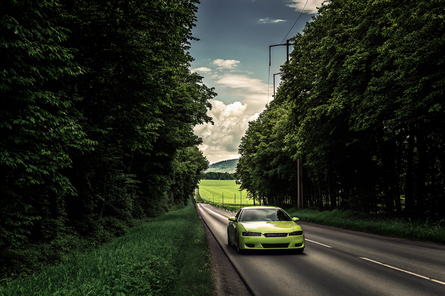 Mietwagen auf Landstraße