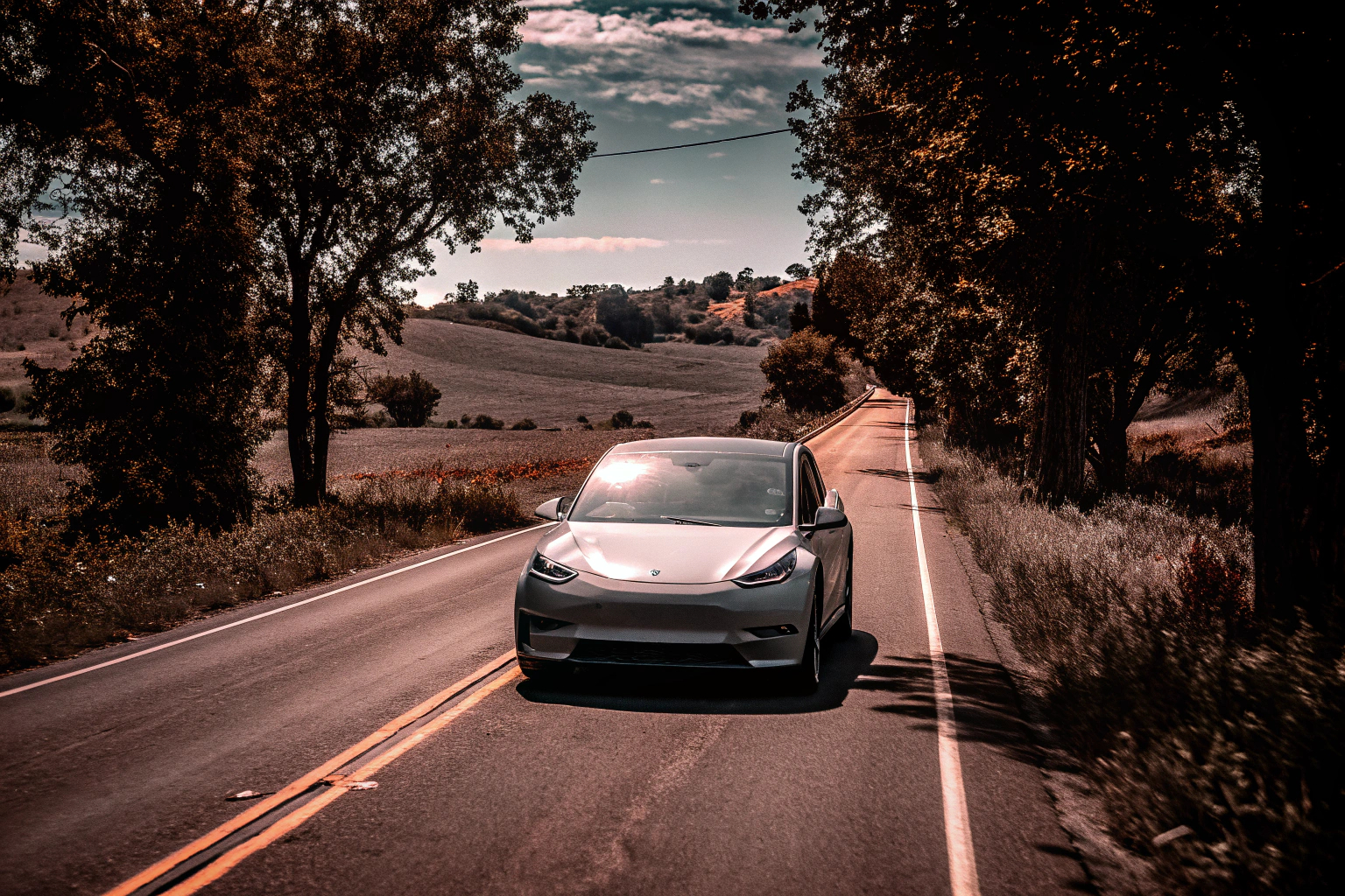 Elektroauto auf Landstraße