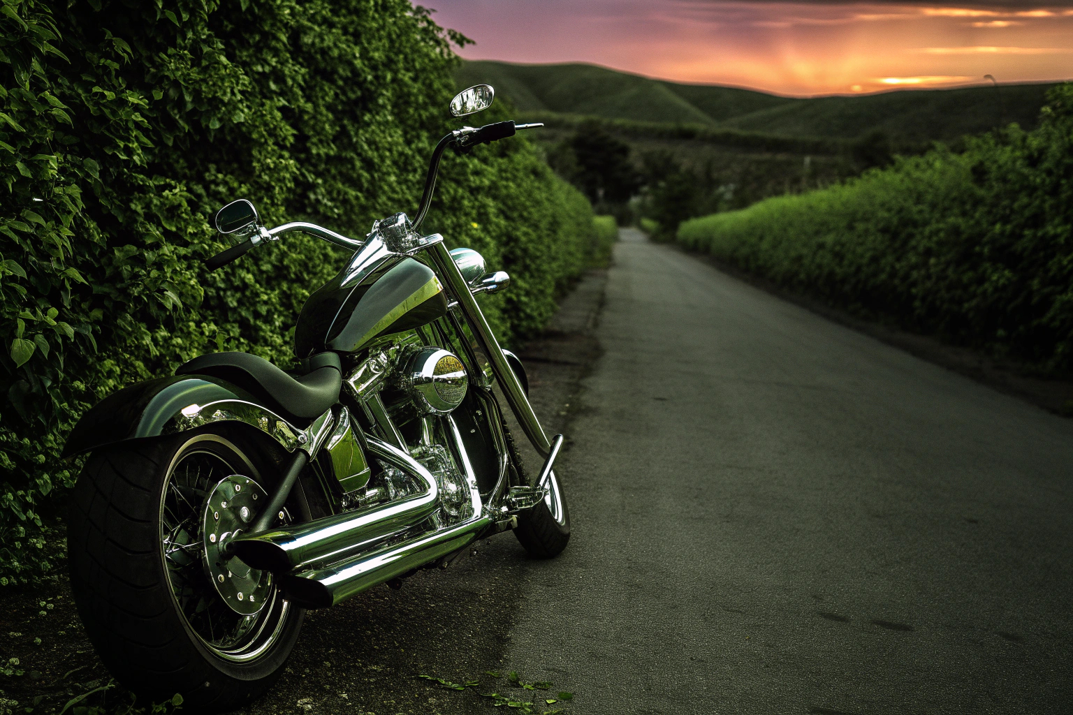 Motorrad im Sonnenuntergang