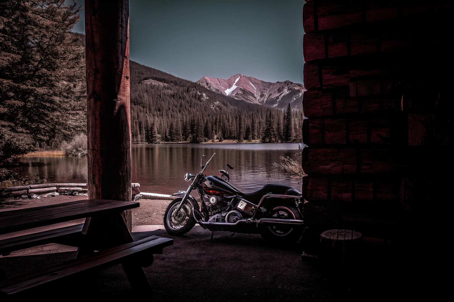 Motorradfahrer bei einer Pause