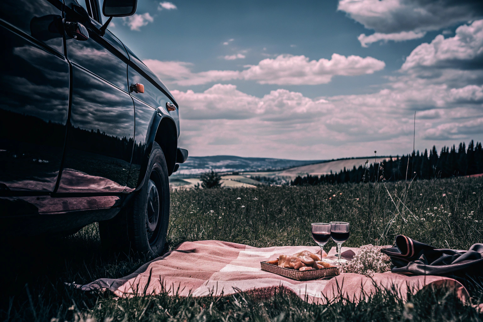 Picknick während Roadtrip