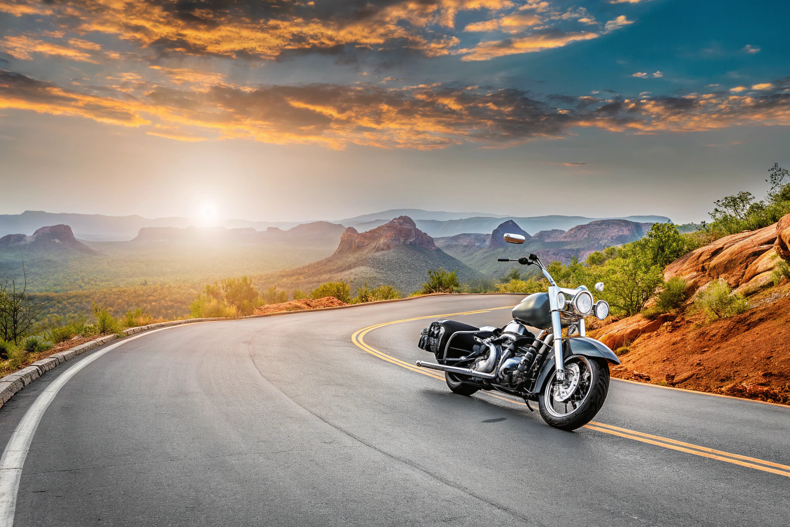 Tourenmotorrad auf Bergstraße