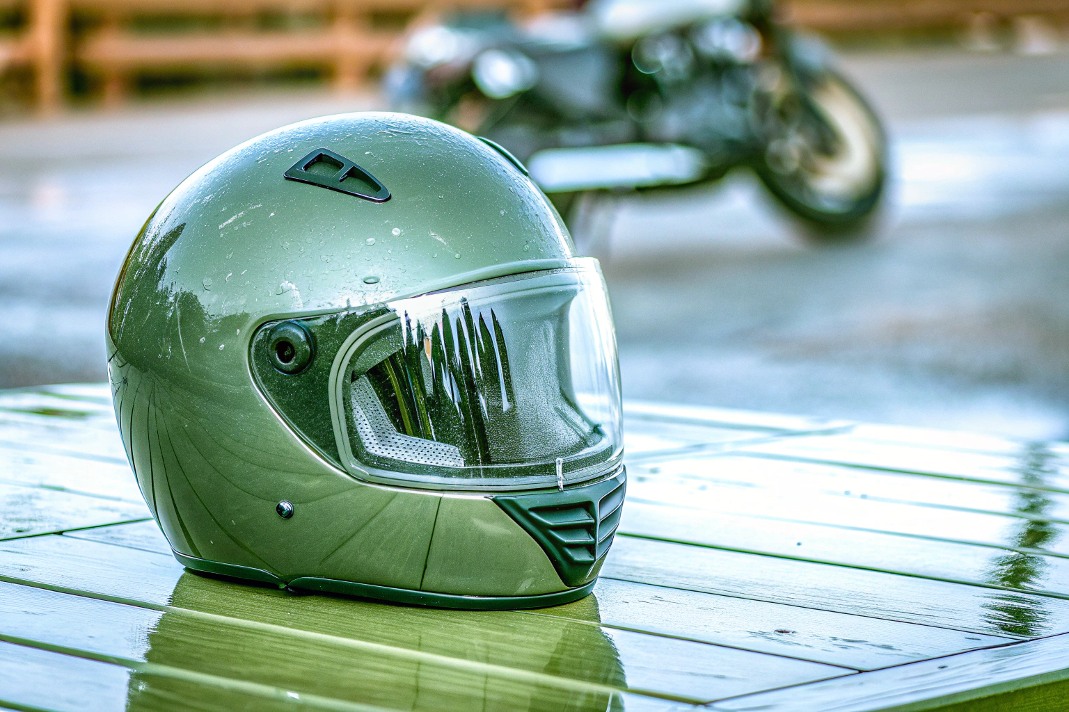 Eine Detailaufnahme eines Motorradhelms, der die Sicherheitsmerkmale und das Design hervorhebt. Sicherheitsmerkmale eines Motorradhelms
